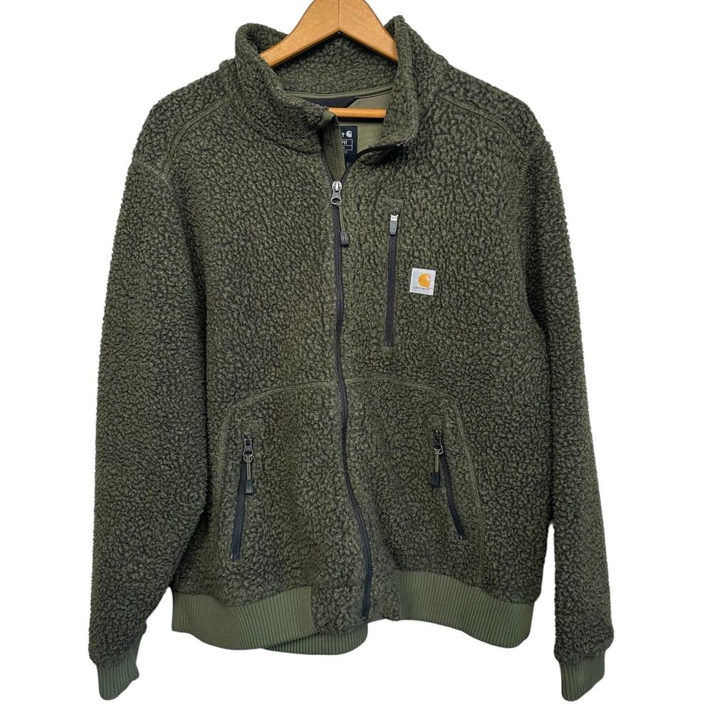 Carhartt Women’s Olive Green Sherpa Fleece Zip Relaxed Fit Jacket XL (103913-W)